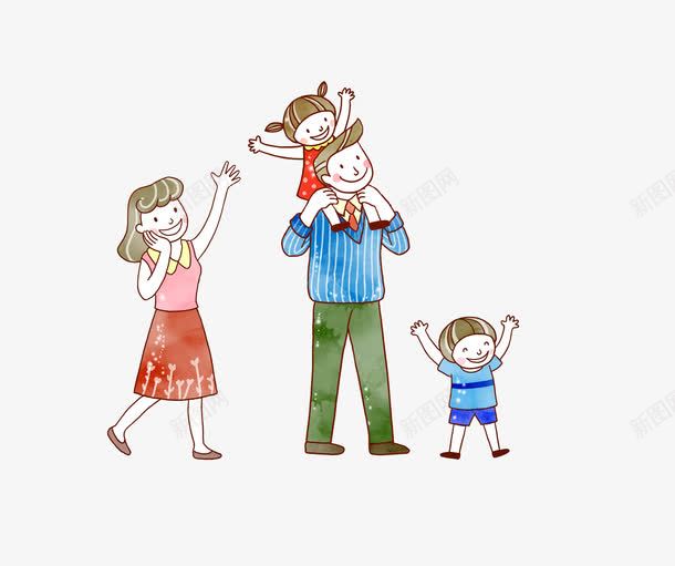 手绘一家人图案png免抠素材_新图网 https://ixintu.com 一家人 人物 卡通 孩子 手绘 父母