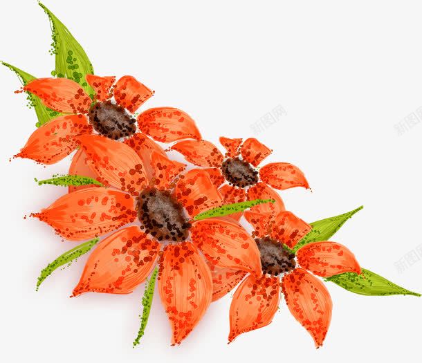 橙色花卉创意海报png免抠素材_新图网 https://ixintu.com 创意 橙色 海报 花卉