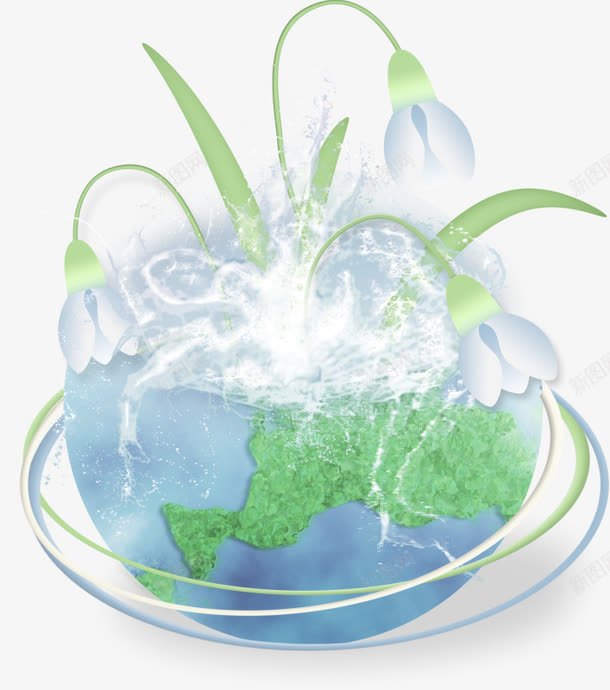 地球花卉png免抠素材_新图网 https://ixintu.com 地球 植物 浅蓝色 清新 花朵