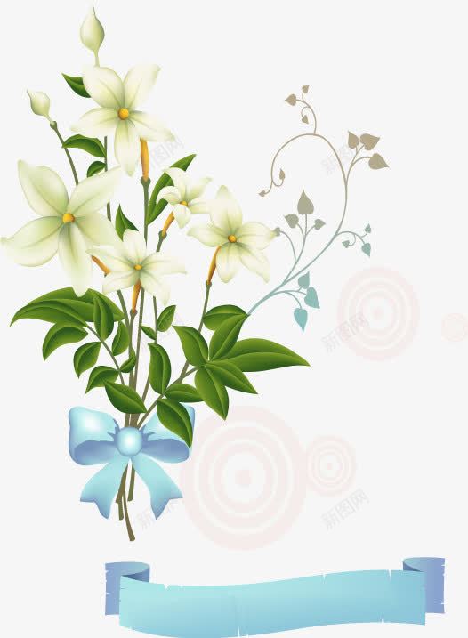 手绘鹅掌花png免抠素材_新图网 https://ixintu.com 彩带 植物 白色 花朵
