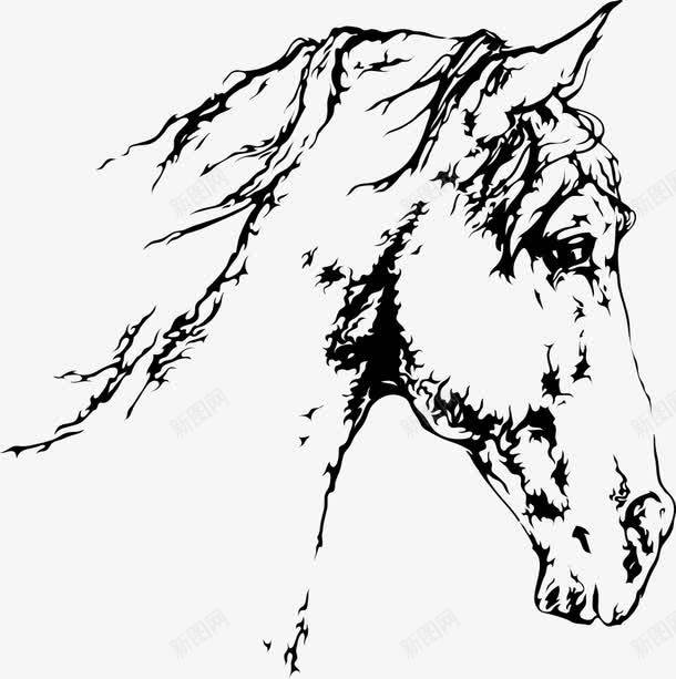 黑色马头png免抠素材_新图网 https://ixintu.com 创意马头 动物 卡通动物 卡通马 马匹 马头素描 骏马