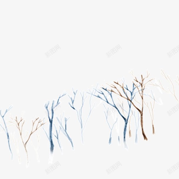 手绘树丛png免抠素材_新图网 https://ixintu.com 彩色 手绘 树丛 素材 雪乡
