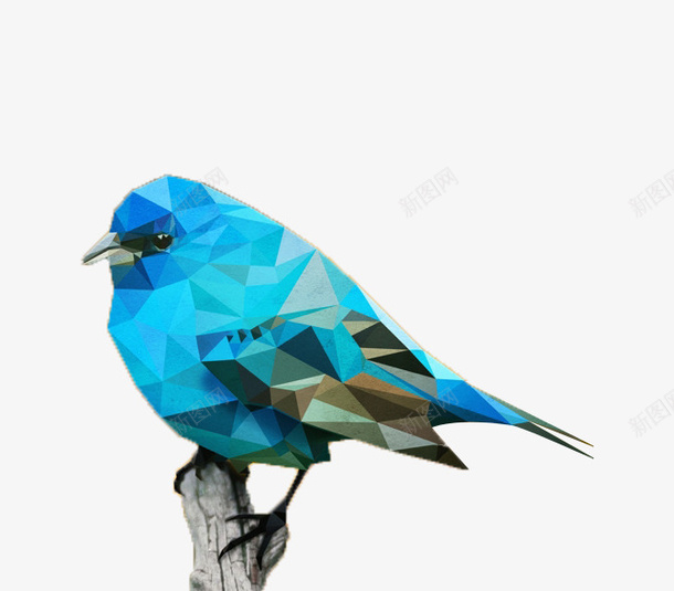 蓝色几何鸟png免抠素材_新图网 https://ixintu.com 三角 几何 小鸟 晶体 蓝色
