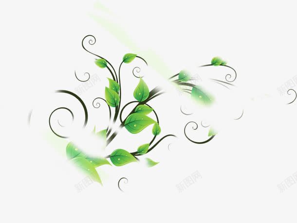 绿色创意花纹树枝装饰png免抠素材_新图网 https://ixintu.com 创意 树枝 绿色 花纹 装饰