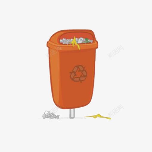 装满垃圾的垃圾桶png免抠素材_新图网 https://ixintu.com 可循环利用 垃圾 垃圾桶 垃圾箱 橙色