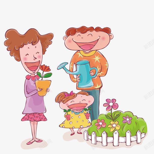 带孩子浇花的父母png免抠素材_新图网 https://ixintu.com 孩子 浇花 父母