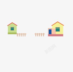 彩色的篱笆彩色的隔着篱笆的房子高清图片