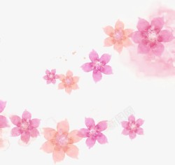 唯美清新森系水彩粉色花朵素材