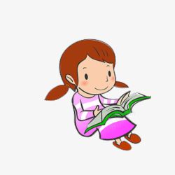 看书的卡通小女孩素材