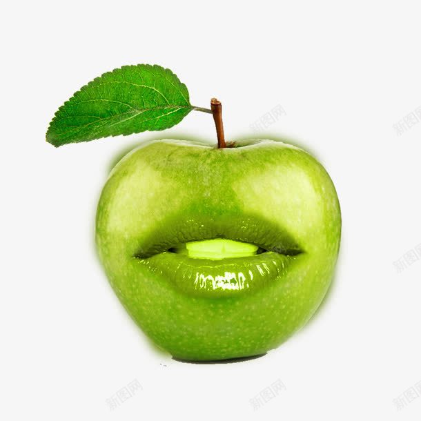 创意青苹果png免抠素材_新图网 https://ixintu.com 创意 水果 水果嘴巴 苹果 青苹果