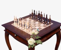 木桌下棋素材