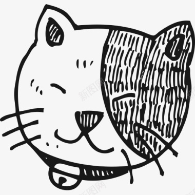 手绘猫头图标图标