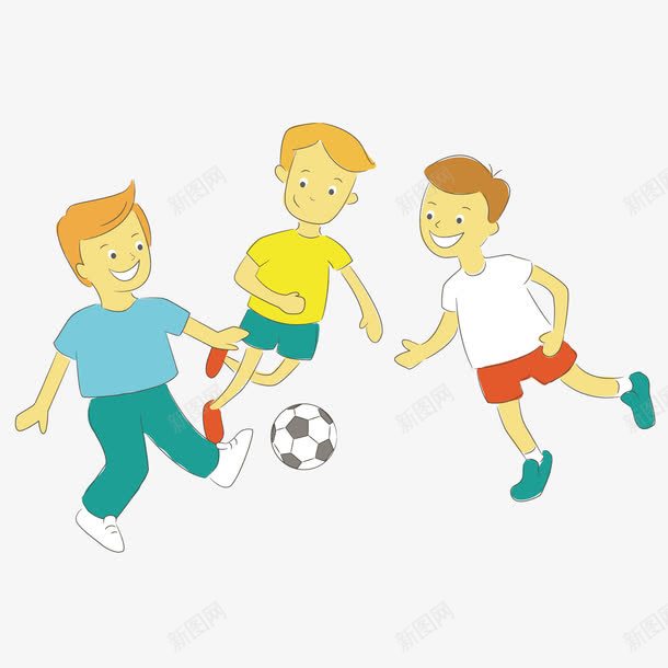 踢球的男孩们png免抠素材_新图网 https://ixintu.com 快乐 男孩 笑容 踢球 运动