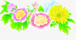 手绘彩色清新花朵植物素材