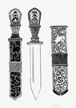 藏族刀具矢量手绘藏族刀具高清图片