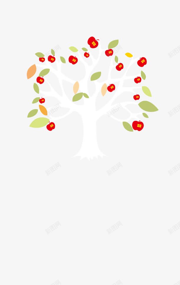 苹果愿望树png免抠素材_新图网 https://ixintu.com 扁平化 树 苹果