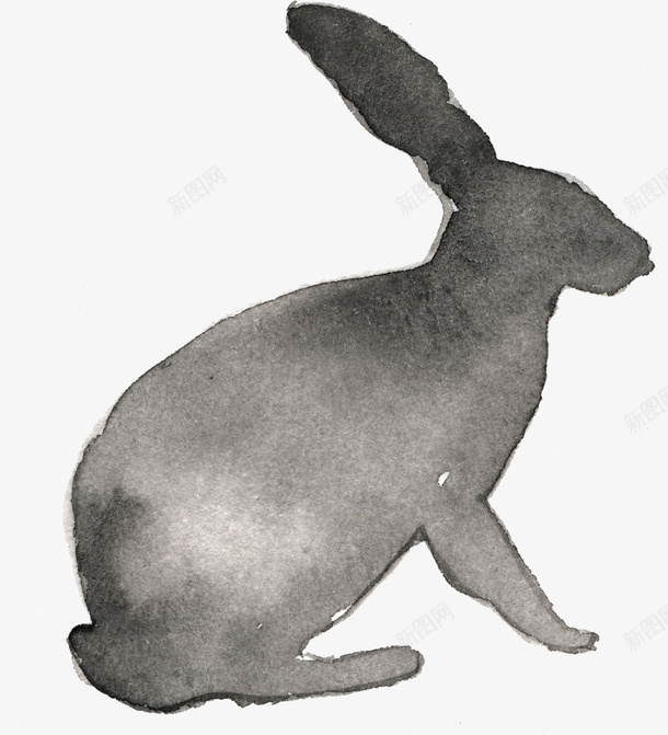 手绘兔子png免抠素材_新图网 https://ixintu.com 兔子 动物 手绘 水彩 黑色