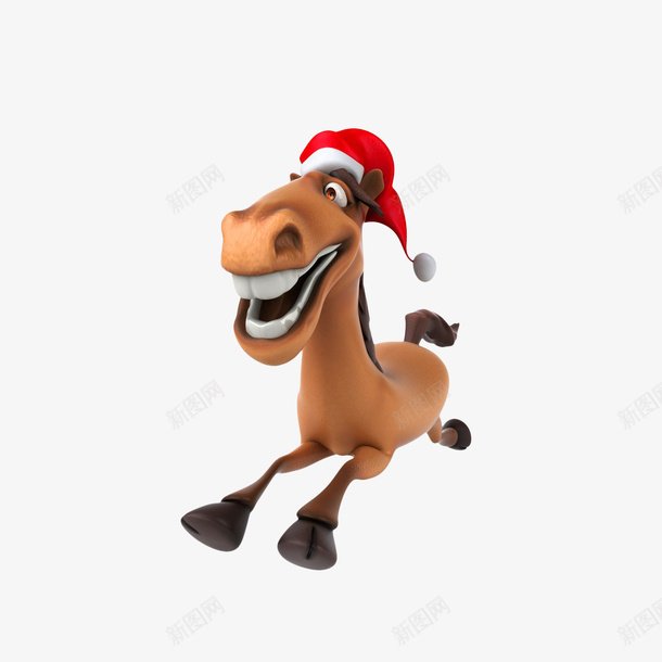 立体戴着圣诞帽快跑的马png免抠素材_新图网 https://ixintu.com 圣诞帽 快跑 快跑的马 欢腾的马儿 立体效果