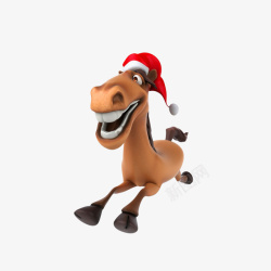 欢腾的马儿立体戴着圣诞帽快跑的马高清图片