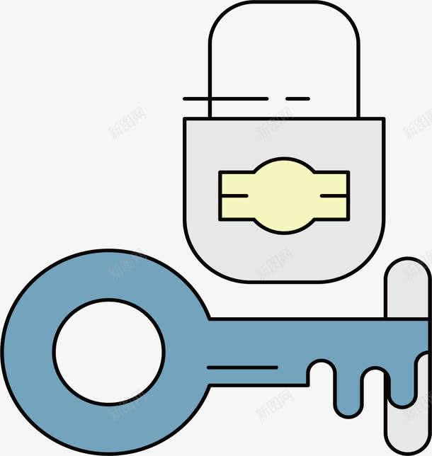 钥匙和锁头png免抠素材_新图网 https://ixintu.com 安全 矢量素材 钥匙 锁头