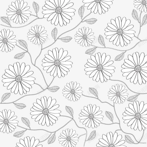 黑白线条花朵背景png免抠素材_新图网 https://ixintu.com 花 花卉背景 黑白线条 黑白色