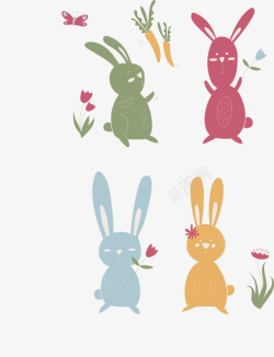 卡通小兔子矢量图素材