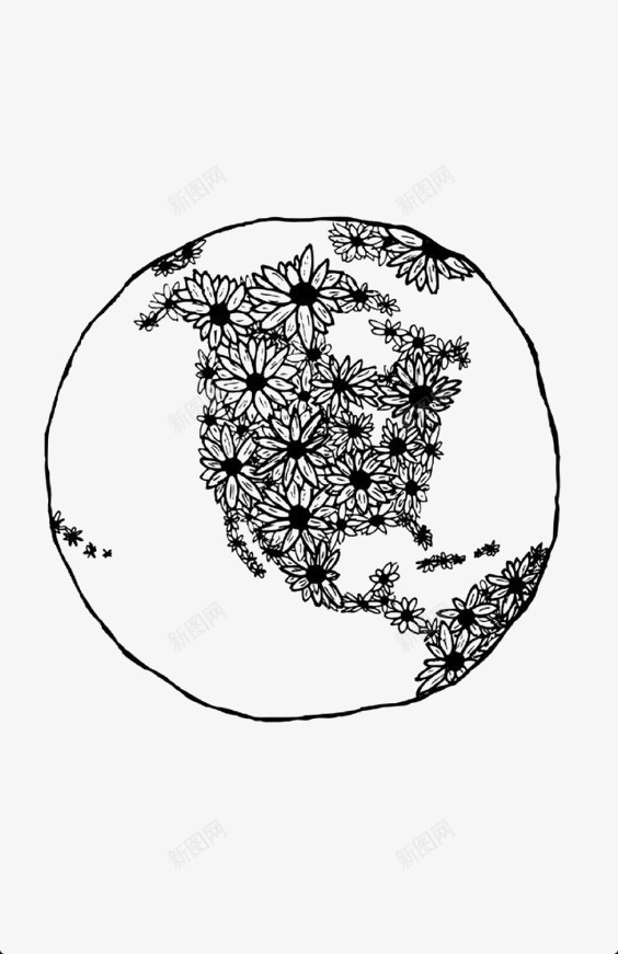 地球png免抠素材_新图网 https://ixintu.com 手绘地球 简约地球 线条地球 花朵美洲