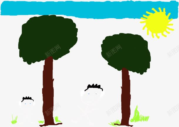 手绘涂鸦河边树木png免抠素材_新图网 https://ixintu.com 免扣 手绘 树木 河边 涂鸦 素材