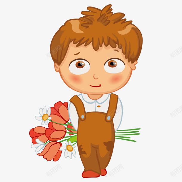 拿着鲜花的男孩png免抠素材_新图网 https://ixintu.com 告白 男孩 鲜花