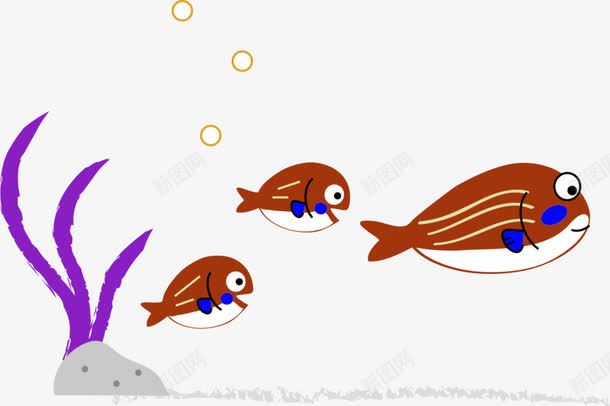 棕色卡通鱼群装饰图案png免抠素材_新图网 https://ixintu.com 免抠PNG 卡通 棕色 装饰图案 鱼群
