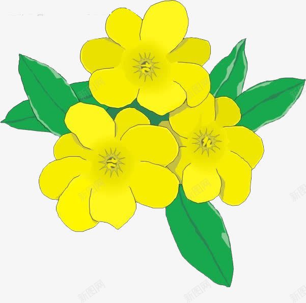 彩绘黄色花朵花叶png免抠素材_新图网 https://ixintu.com 彩绘 花叶 花朵 黄色
