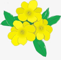 彩绘黄色花朵花叶素材