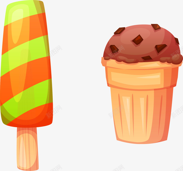 两只雪糕矢量图ai免抠素材_新图网 https://ixintu.com 两只雪糕 冰淇淋 雪糕 矢量图