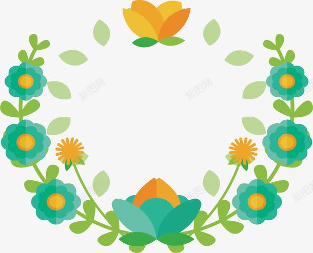绿色小花标题框png免抠素材_新图网 https://ixintu.com 小清新 幼教 绿色花朵 花朵标题框