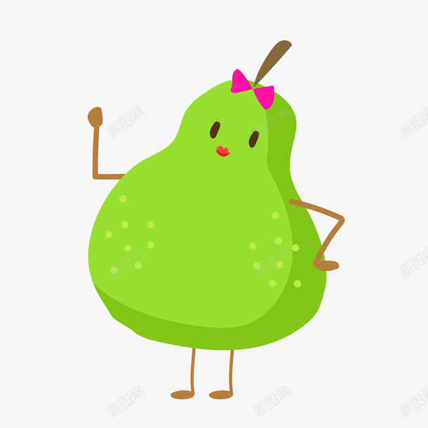 绿色梨子可爱表情png免抠素材_新图网 https://ixintu.com 卡通梨子 卡通水果 可爱表情 绿色梨子 食物