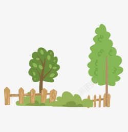 篱笆绿色的树素材