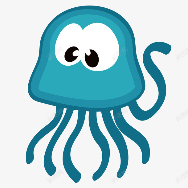卡通可爱的水母png免抠素材_新图网 https://ixintu.com 动物设计 可爱 手绘 水母 海洋 红色水母 蓝色