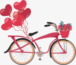 浪漫爱心气球单车矢量图素材