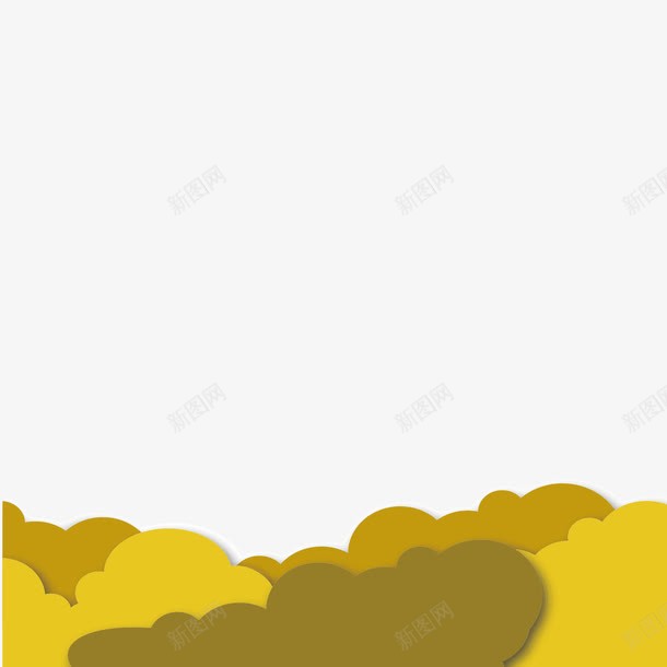 黄色云形装饰png免抠素材_新图网 https://ixintu.com 云形 装饰 黄色
