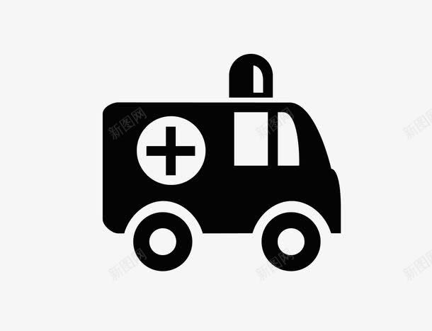平面黑色救护车图标png_新图网 https://ixintu.com 图标 平面 救护车 黑色