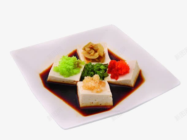 四喜豆腐png免抠素材_新图网 https://ixintu.com 快手菜 榨菜 葱 豆制品美食 豆腐 酱汁 餐饮素材