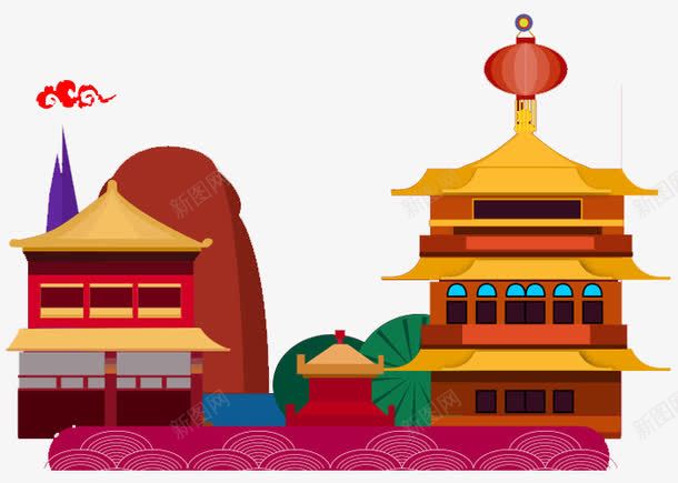 中国风房子png免抠素材_新图网 https://ixintu.com png图形 png装饰 中国风 房子 手绘 装饰