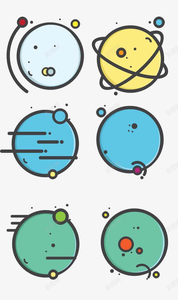 6个抽象太阳系行星png免抠素材_新图网 https://ixintu.com 可爱 太阳系 抽象 行星