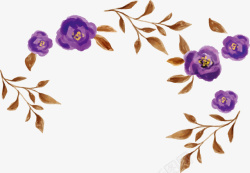 紫色水彩花朵矢量图素材