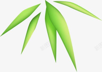手绘质感绿色的竹叶形状png免抠素材_新图网 https://ixintu.com 形状 竹叶 绿色 质感