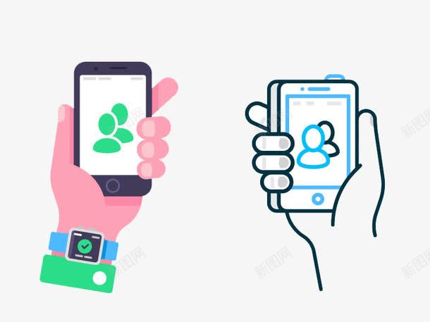手绘手机图案png免抠素材_新图网 https://ixintu.com 手 手掌 海报 装饰图 触屏手机