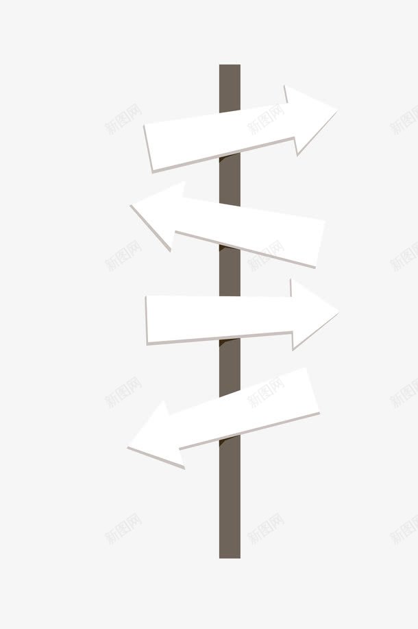 白色路标图标png_新图网 https://ixintu.com 卡通 手绘 木质 棕色 白色 简图 箭头 路标