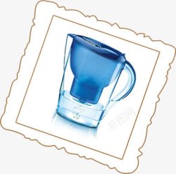 蓝色水杯创意边框素材