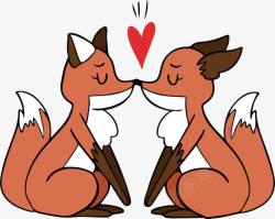 狐狸情侣亲嘴的狐狸高清图片