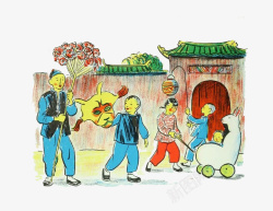街头小贩中国风古代街头高清图片